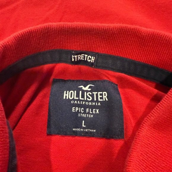 Hollister California Epic Flex Stretch Red Polo Shirt Mens Size L - Picture 3 of 4
